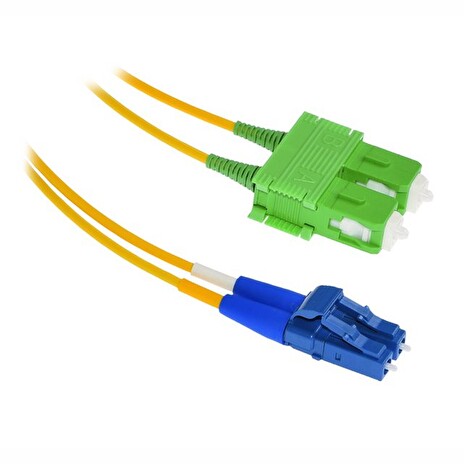 XtendLan FO patch LC-SC/APC 1m 9/125, duplex, ultraflexibilní G.657.A1, LS0H, průměr 2mm, krátký vývod