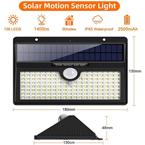 Venkovní solární LED světlo s pohybovým senzorem V138