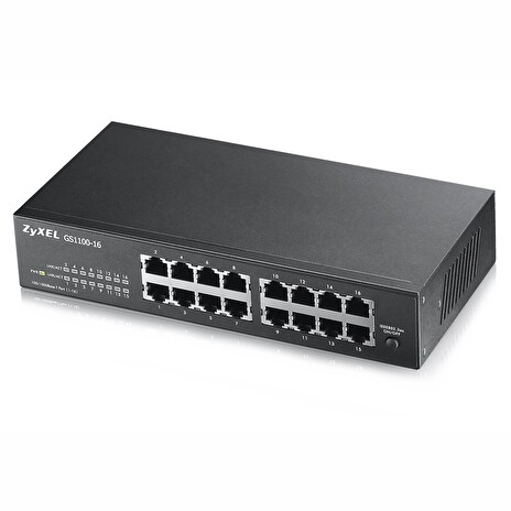 ZyXEL GS1100-16, 16-port 10/100/1000Mbps Gigabit Ethernet switch v2, desktop