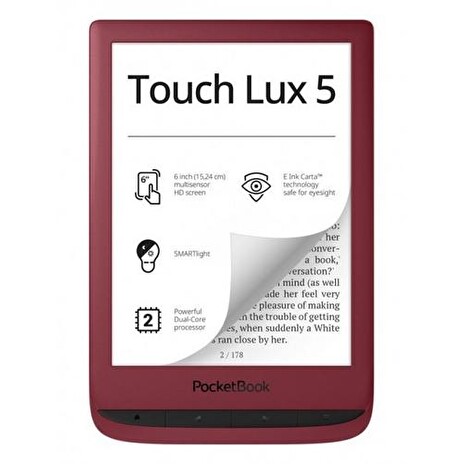 POCKETBOOK 628 Touch Lux 5, 6” E-Ink Ink Ruby Red 8GB, WiFi, červený