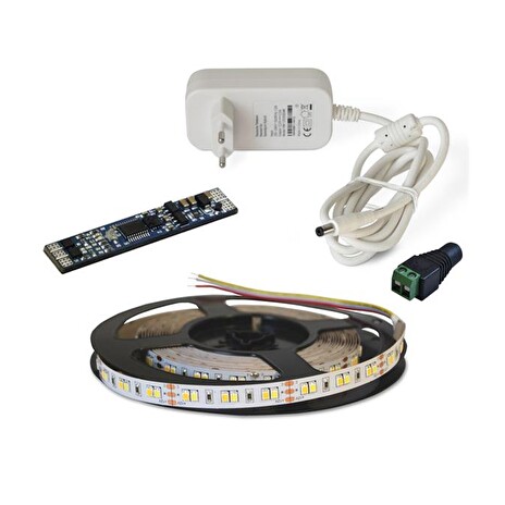 LED pásek sada 2,5m 12V 3527 120LED/m IP20 9,6W/m CCT (WW+CW) + Proximity kontroler + zdroj