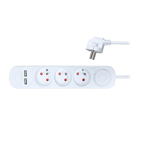 Prodlužovací kabel 3 zásuvky 2m SOLIGHT PP111USB