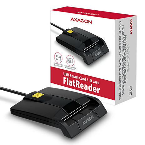 AXAGON CRE-SM3, USB externí FlatReader čtečka kontaktních karet Smart card (eObčanka)