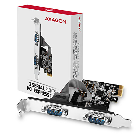AXAGON PCEA-S2N, PCIe řadič - 2x sériový port (RS232) 250 kbps, vč. LP