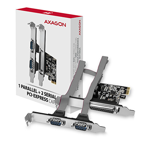 AXAGON PCEA-PSN, PCIe řadič - 1x paralelní (LPT) + 2x sériový port (RS232) 250 kbps, vč. LP