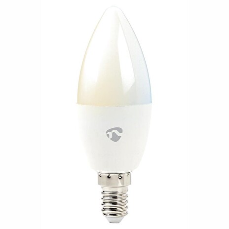 NEDIS Wi-Fi chytrá LED žárovka/ E14/ svíčka/ 4,5W/ 230V/ 350lm/ 6500K/ teplá až studená bílá/ stmívatelná/ bílá