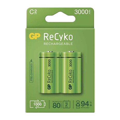 Baterie C (R14) nabíjecí 1,2V/3000mAh GP Recyko 2ks