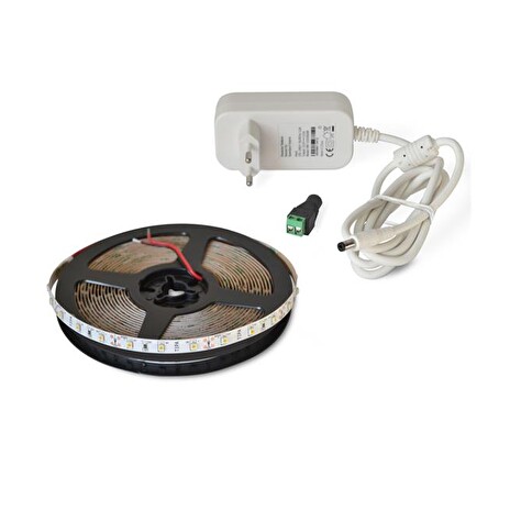 LED pásek sada 2,5m 12V 3528 120LED/m IP65 9.6W/m bílá teplá extra, gold +zdroj