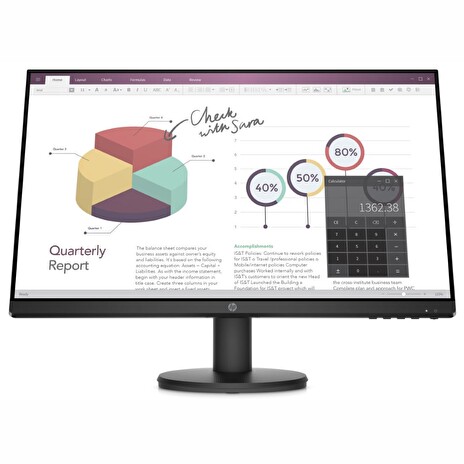 HP P24v G4 23,8"/ 1920x1080/ IPS/ 5ms/ 250 cd/ m2/ VGA/ matný/ Černý