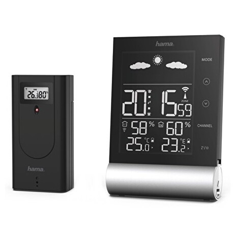 HAMA meteostanice Black Line/ VA displej/ černá