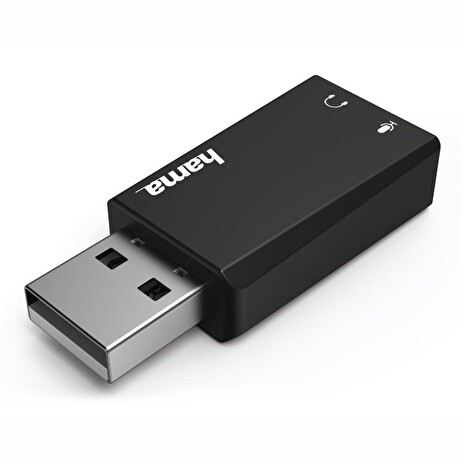HAMA zvuková karta/ externí/ 2.0 stereo/ USB/ 2x 3,5 mm jack/ černá