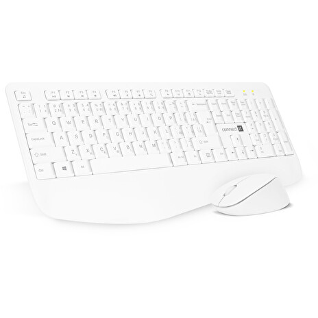CONNECT IT Combo bezdrátová bílá klávesnice + myš, (+1x AAA +1x AA baterie zdarma), CZ + SK layout