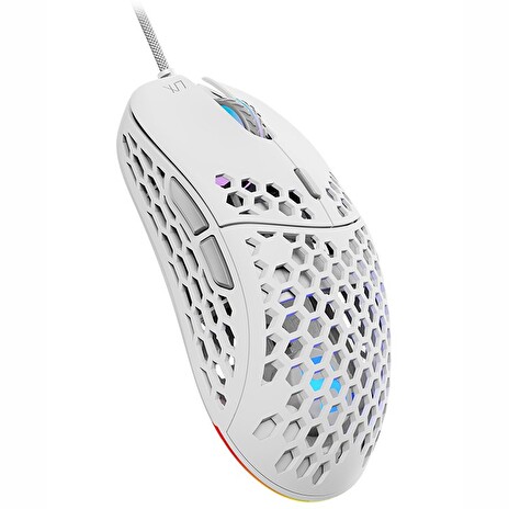 SPC Gear herní myš LIX onyx white / drátová / optická / PMW3325 / 800-8000dpi/1000Hz/ 6 tlačítek/ 59g / RGB / USB / bílá