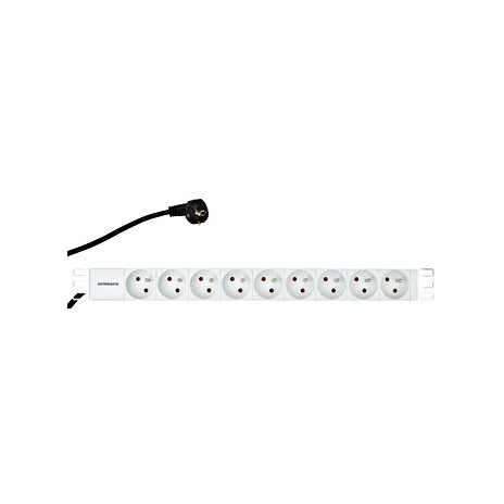 Napájecí panel PDU 19", 9x ČSN, 1U, kabel 2 m