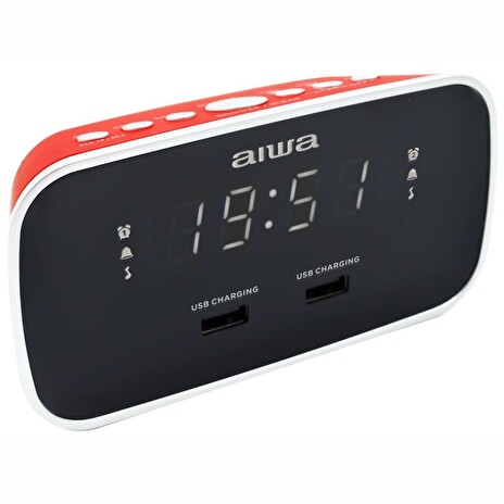 AIWA CRU-19RD/ Radiobudík/ FM/ 2x přední USB/ Černo-červený