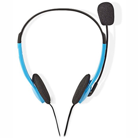 NEDIS headset CHST100BU/ drátová sluchátka + mikrofon/ 2x 3,5 mm jack/ kabel 2 m/ modrý