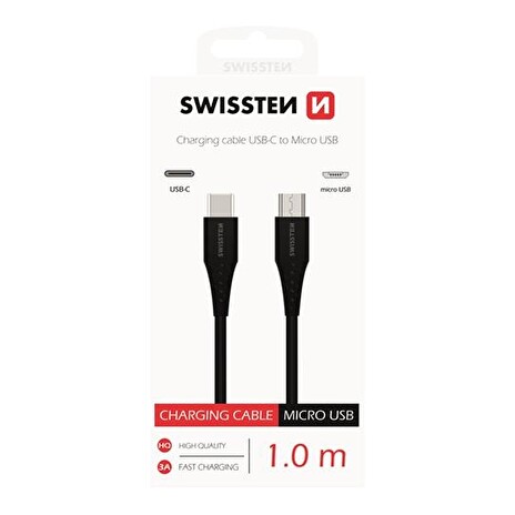 DATOVÝ KABEL SWISSTEN USB-C / MICRO USB 1,0 M ČERNÝ
