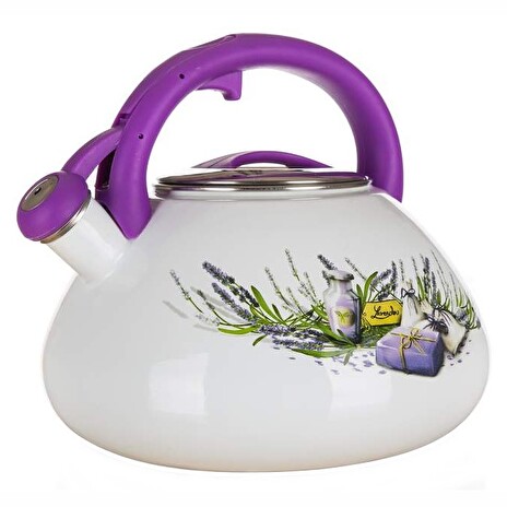 BANQUET konvice smaltovaná pískací LAVENDER 3 l, na indukci, plyn, sklokeramiku, elektřinu