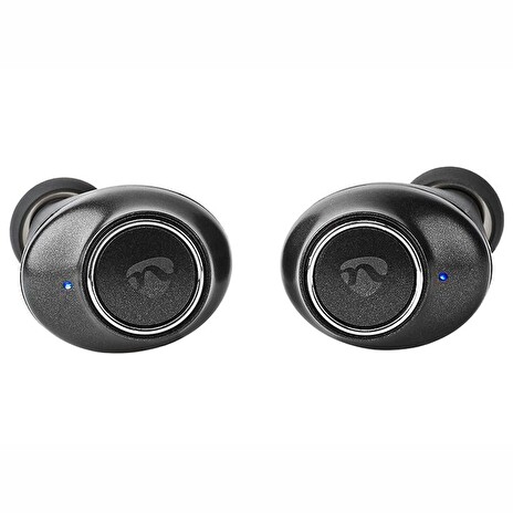 NEDIS bezdrátová sluchátka + mikrofon/ TWS/ BT/ 90 dB/ výdrž 4 hodiny/ hlasové ovládání/ nabíjecí pouzdro/ černé