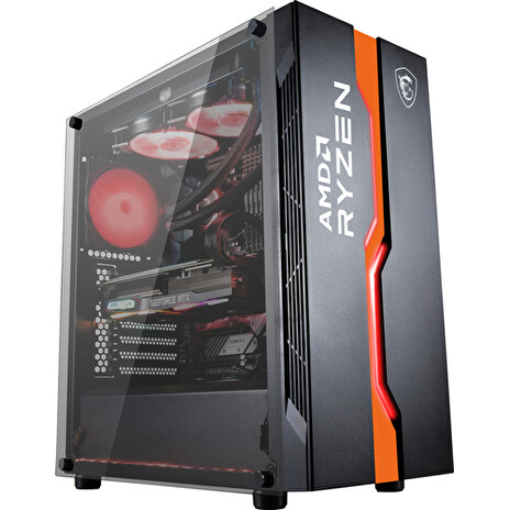 MSI skříň MAG VAMPIRIC 011C AMD Edition/ bez zdroje/ temperované sklo/ 1x RGB 120 mm fan/ 1x USB3.0/ 2x USB2.0/ černá