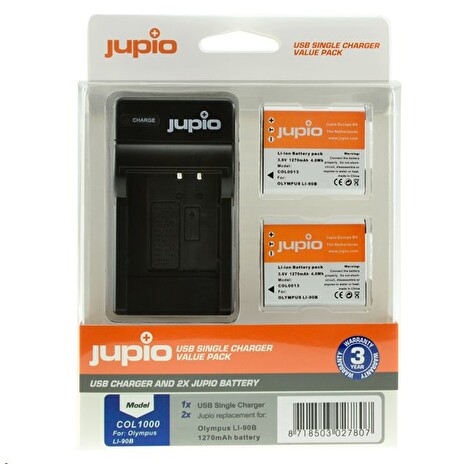Set Jupio 2x baterie Li-90B/92B 1270mAh a nabíječka pro Olympus