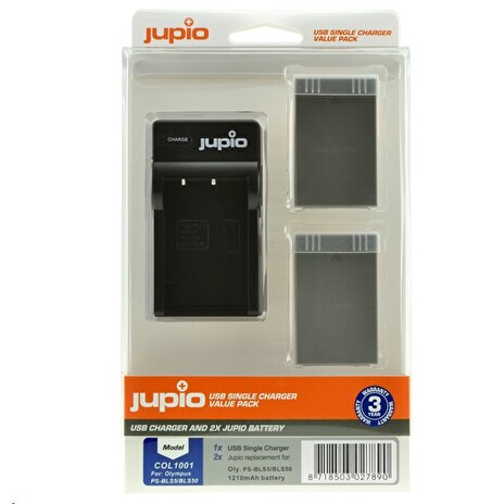 Set Jupio 2x baterie PSBLS5/50 1210mAh a nabíječka pro Olympus