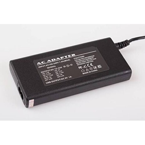 EUROCASE 65W SLIM AUTOMATIC (použitý) univerzální napájecí adaptér vstup 110-240V / výstup USB + 8 různých koncovek)