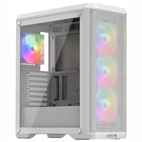SilentiumPC skříň MidT Ventum VT4V Evo TG ARGB / ATX / 4x120mm fan ARGB / 2xUSB 3.0 / tvrzené sklo / bílá