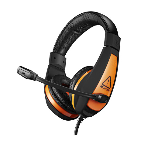 CANYON herní headset Star Raider GH-1A, 3,5mm jack, ovládání hlasitosti, 2v1, 3.5mm adapter, kabel 2m, černá/oranžová