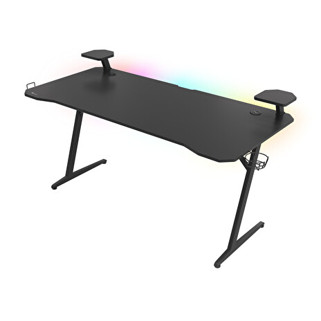 Genesis Holm 510 RGB - herní stůl s RGB podsvícením, 160x75cm, 3xUSB 3.0, bezdrátová nabíječka