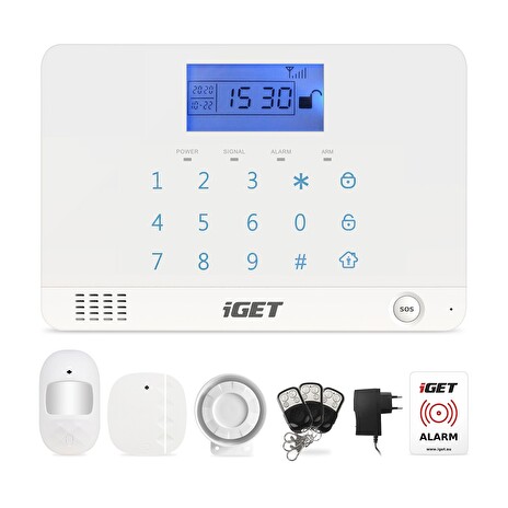 iGET SECURITY M3B - bezdrátový GSM alarm CZ, zasílá SMS/telefonuje,záložní baterie 8 hod,aplikace CZ