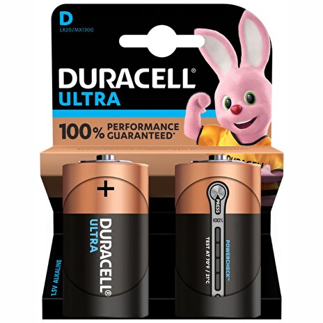 Duracell Ultra alkalická baterie 2 ks (D)