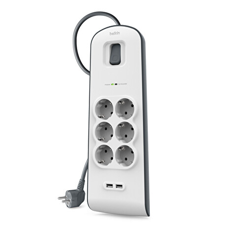 Belkin přepěťová ochrana BSV604 - 6-zásuvka, 2xUSB/2.4A, 2m