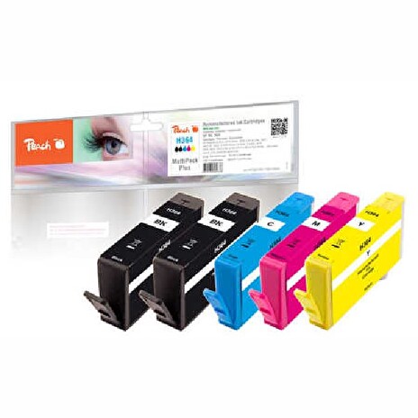 PEACH kompatibilní cartridge HP No.364 new chip MultiPack Plus, 2x9 ml, 3x6.2 ml