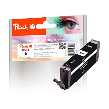 PEACH kompatibilní cartridge Canon CLI-551BK, black, 8,5 ml