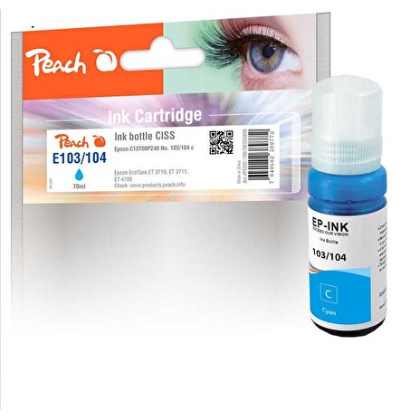 PEACH kompatibilní cartridge Epson No. 103/104, C13T00S240, C13T00P240, cyan 70ml