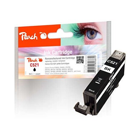 PEACH kompatibilní cartridge Canon CLI-521BK, Blac, 9 ml