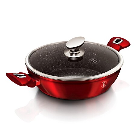 Pekáč Berlingerhaus kulatý s mramorovým povrchem a poklicí 28 cm Burgundy Metallic Line BH-1263