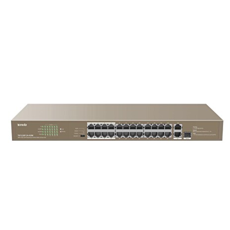 Tenda TEF1126P-24-410W PoE AF / AT switch - 24x PoE 100 Mb/s + 2x Uplink 1Gb/s RJ45/SFP,PoE+ 370W