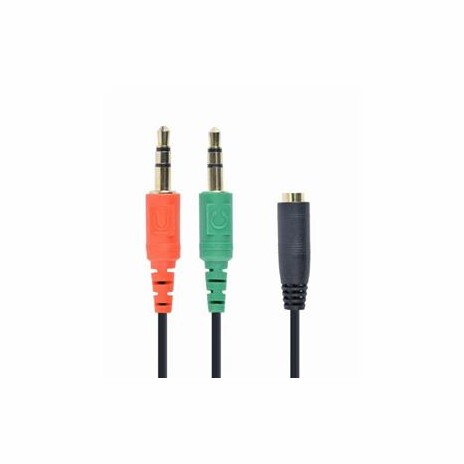 GEMBIRD CABLEXPERT Sluchátkový adaptér 3,5 mm 4-pin na 2 x 3,5 mm 3-pin jack, černý^ˇ