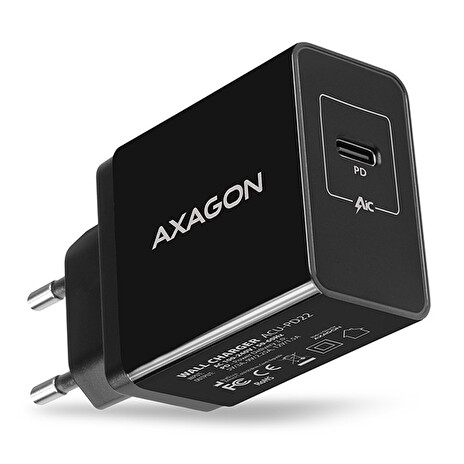 AXAGON ACU-PD22, PD nabíječka do sítě 22W, 1x USB-C port, PD3.0/QC3.0/AFC/FCP/Apple