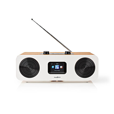 Nedis RDIN2500WT - Internetové Rádio - Stolní Provedení/Bluetooth/Wi-Fi/DAB+/FM/Internet/2,4 "/34W/Budík/Bílá/Dřevo