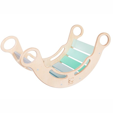 Houpačka Elis design Montessori duhová, 5v1 pro kluky - tyrkysová