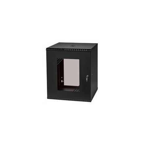 LEXI 19" nástěnný rozvaděč Basic 12U, šířka 520mm, hloubka 450mm, skleněné dveře, bez zad, černý