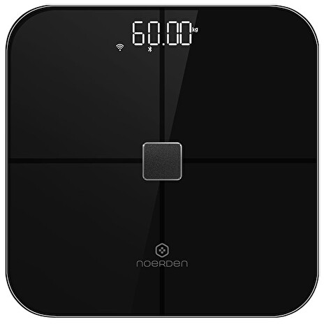 NOERDEN chytrá váha SENSORI Black/ nosnost 180 kg/ Bluetooth 4.0/ Wi-Fi/ 10 tělesných parametrů/ černá/ CZ app