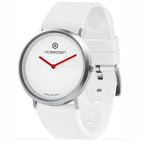 NOERDEN chytré elegantní hybridní hodinky LIFE2 White/ dotykové sklíčko/ 5 ATM/ výdrž až 6 měsíců/ bílé/ CZ app