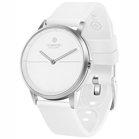 NOERDEN chytré hybridní hodinky MATE2 Full White/ dotykové safírové sklíčko/ 5 ATM/ výdrž až 6 měsíců/ bílé/ CZ app