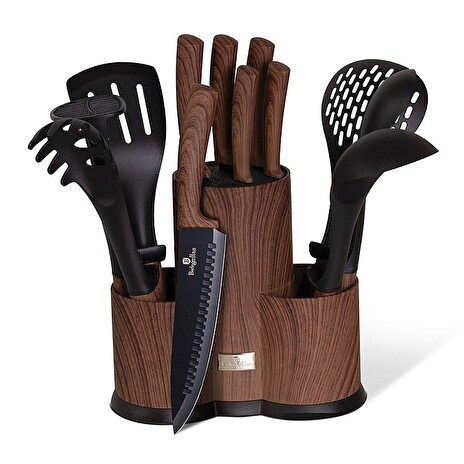 Sada nožů Berlingerhaus a kuchyňského náčiní ve stojanu 12 ks Ebony Line Rosewood