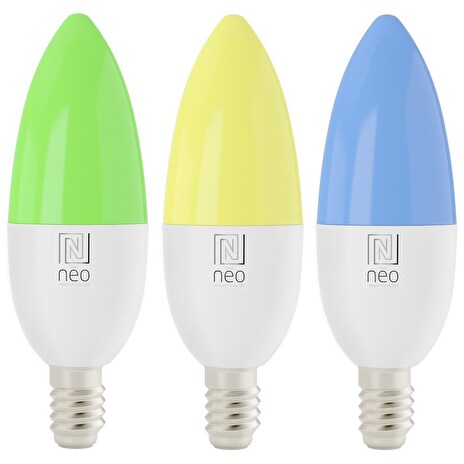 IMMAX NEO SMART sada 3x žárovka LED E14 6W RGB+CCT barevná a bílá, stmívatelná, Wi-Fi, TUYA