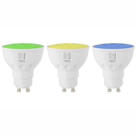 IMMAX NEO SMART sada 3x žárovka LED GU10 6W RGB+CCT barevná a bílá, stmívatelná, Wi-Fi, TUYA